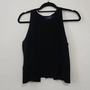Rachel Roy Black Ribbed Knit Tank Top Black M Medium
